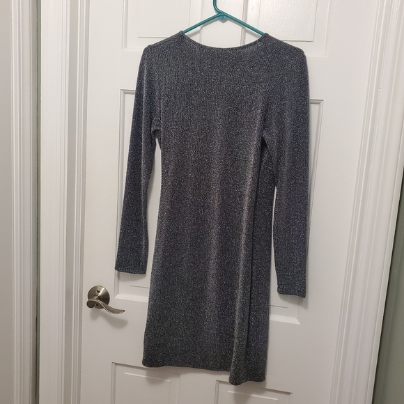 NWT H&M Divided Black With Silver Sparkles Wrap Tie Short Dress Size Med Ret $25 - Picture 9 of 11